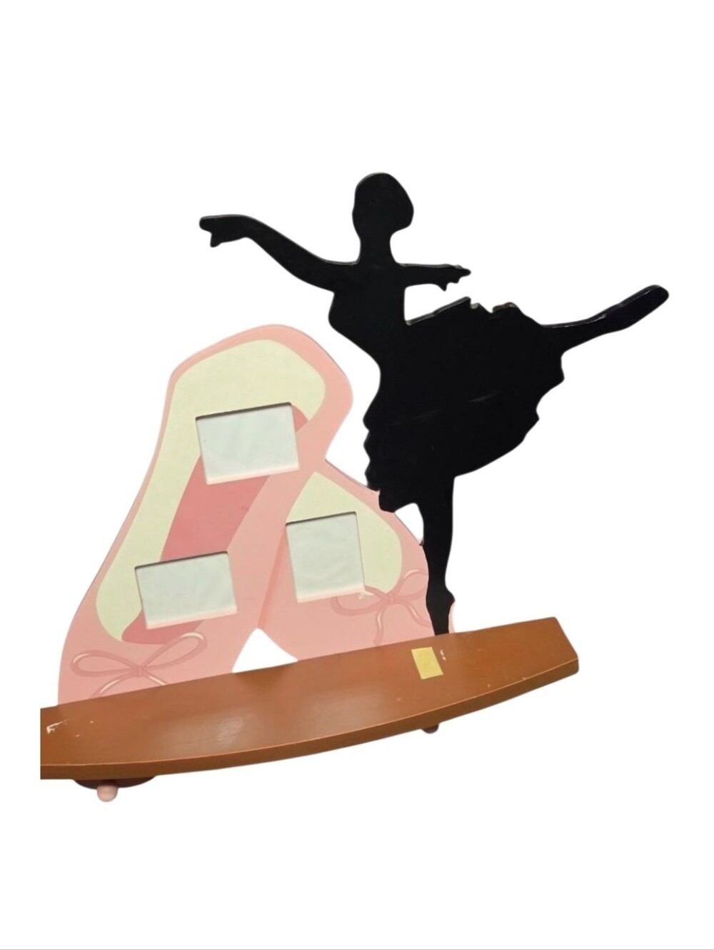 Vtg Ballerina Wall Photo Shelf with Ballet Slippers 3 Photo Slots